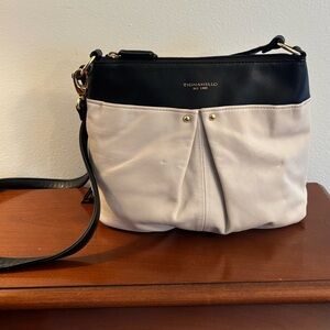 Tignanello Pretty Pleats Leather Crossbody Bag Black and Eggshell